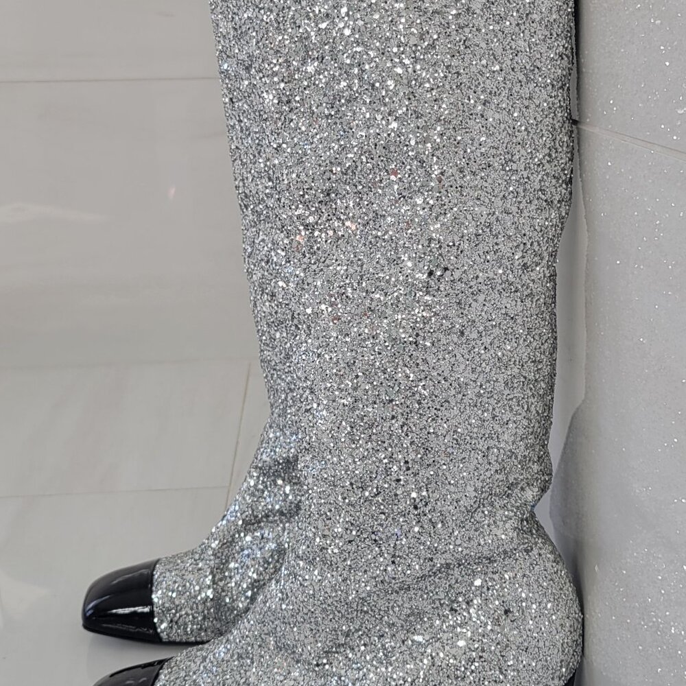Chanel knee high glitter boots (2017) - Picture 10 of 12